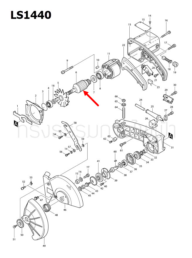 ทุ่น เครื่องตัดองศา Makita มากีต้า LS1440 (แท้) ##