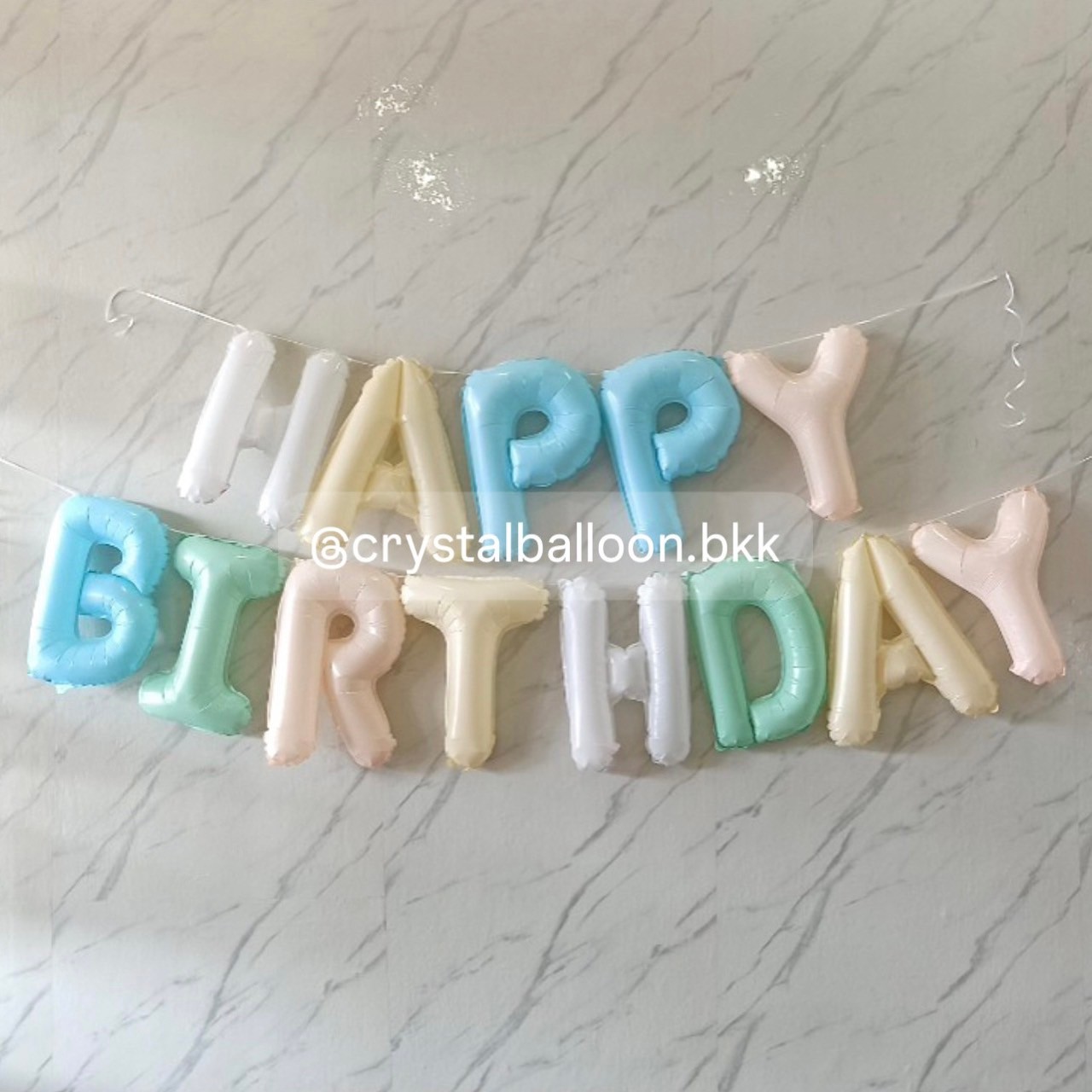 ฟอยล์ตัวอักษร ติดผนัง วันเกิด ฟอยล์ตัวอักษร Happy Birthday ขนาด 16" สีพาสเทล หลากสี พร้อมตกแต่ง สามารถเปลี่ยนสี-ฟอยล์ตัวอักษรได้