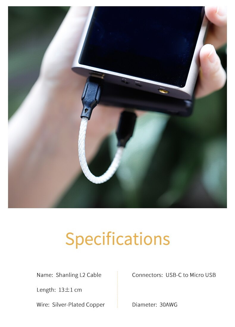 Shanling L2 สายแปลง Type-C เป็น Micro USB สำหรับเครื่องเสียง