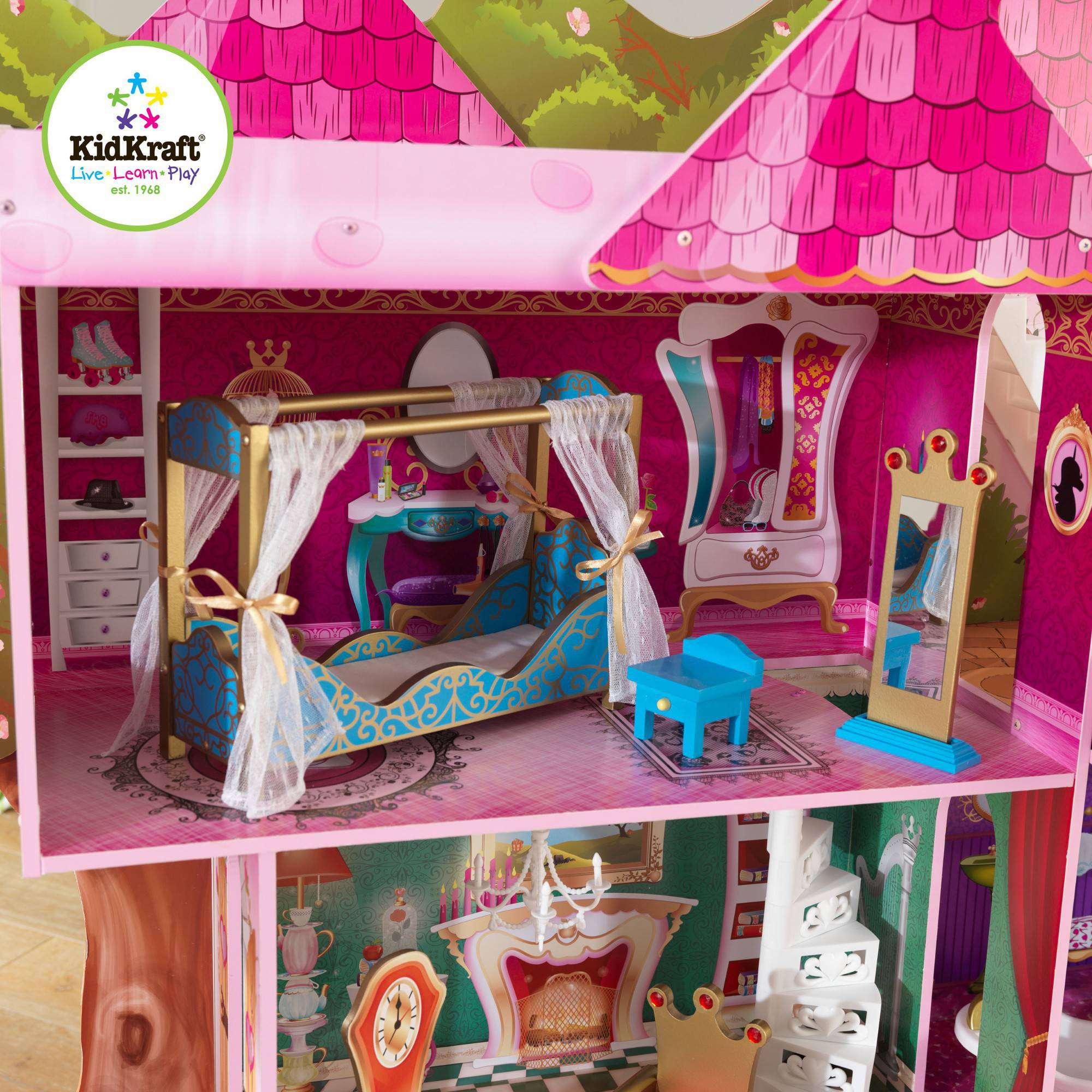 KidKraft Storybook Wooden Mansion with 14 Pieces of Furniture บ้านตุ๊กตาไม้ในหนังสือนิทาน มาพร้อมเฟอร์นิเจอร์ 14 ชิ้น ของเล่นยอดนิยมอันดับ1 เด็กหญิงในอเมริกา ไม่มีจำหน่ายในประเทศไทย นำเข้าจาก USA ของแท้ 100%