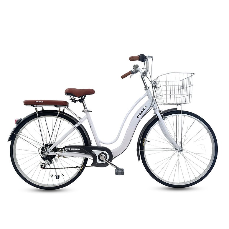จักรยานแม่บ้าน OSAKA RIKKO CITY BIKE ตะกร้าสแตนเลสขนาดวงล้อ 26นิ้ว มีเกียร์ NEW2025