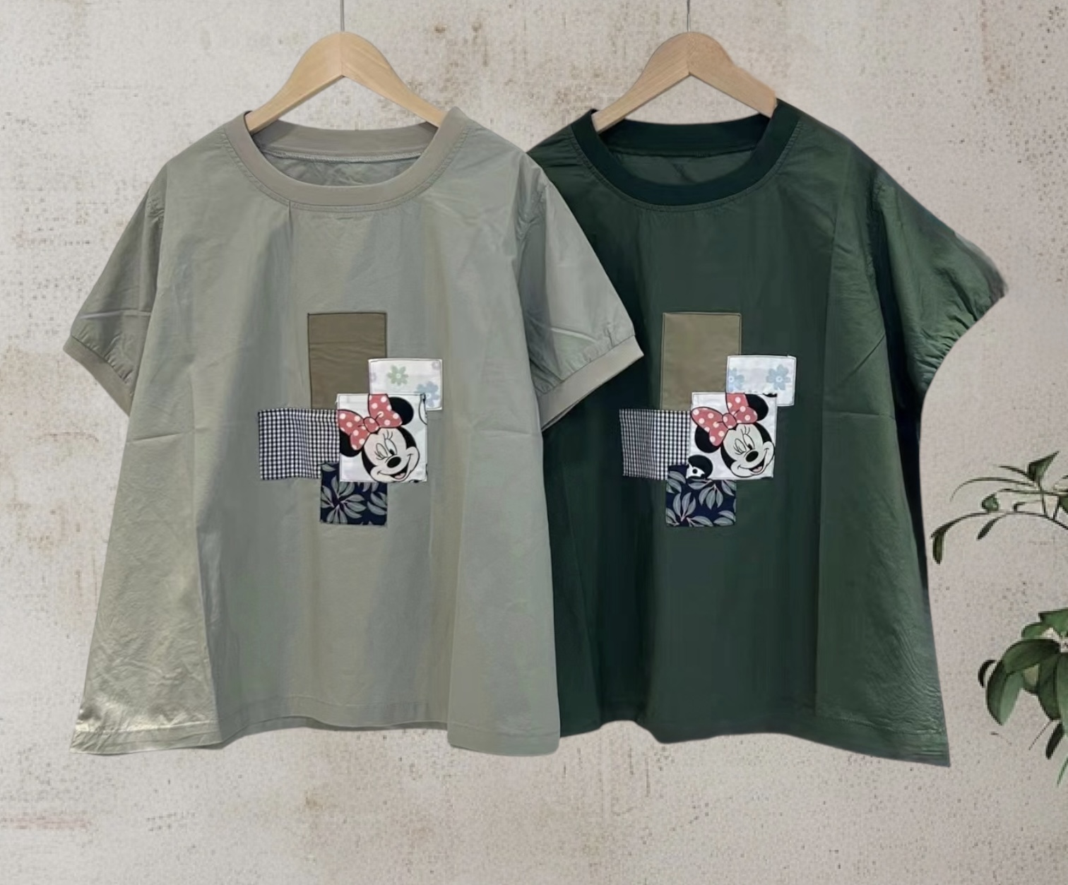 เสื้อผ้าฝ้ายปักแต่งผ้าลายมิกกี้