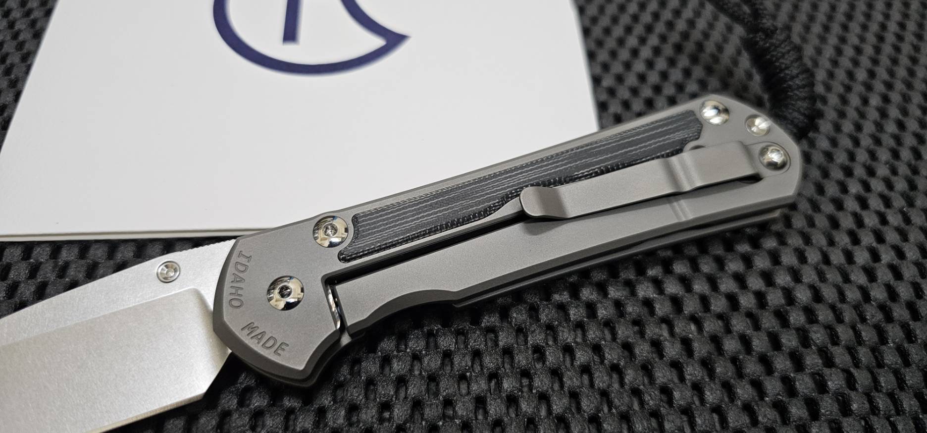 Chris Reeve Large Sebenza 31 Inlay LH Drop Point Glass Blasted Black Canvas Micarta CPM MagnaCut (LHมือซ้าย)
