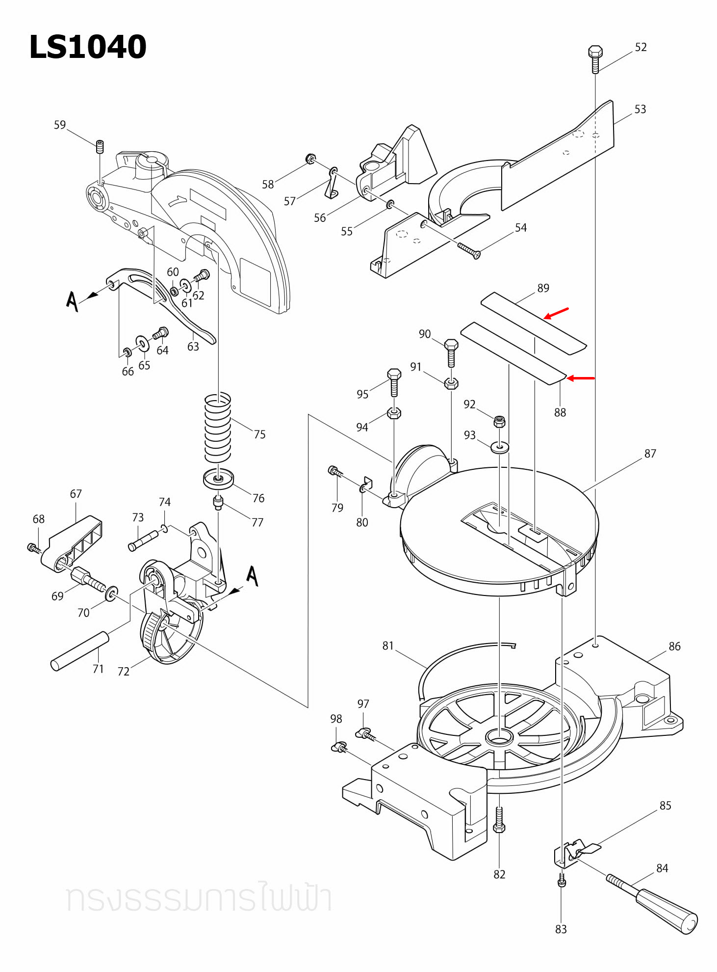 KERF BOARD แท่นตัดองศา Makita มากีต้า LS1040 [#88, #89] Pn.416001-2 (แท้) ##