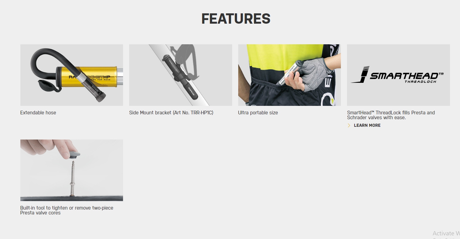 สูบพกพา TOPEAK RACEROCKET HP Aluminium Mini Pump แรงดัน 160psi/11bar, TRR-HP1S