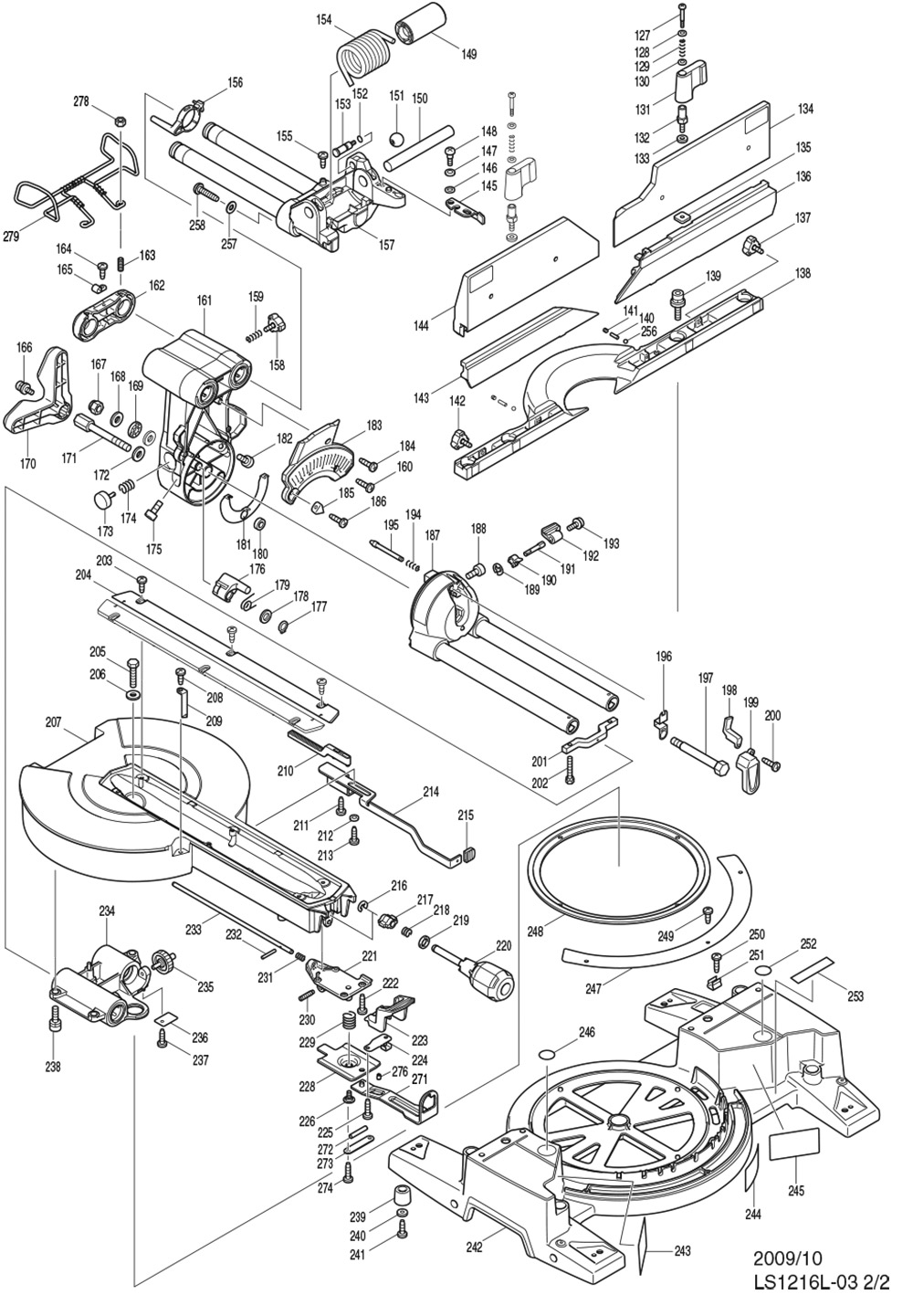 LS1216L, LS1016L แท่นตัดองศา Makita Spare Parts