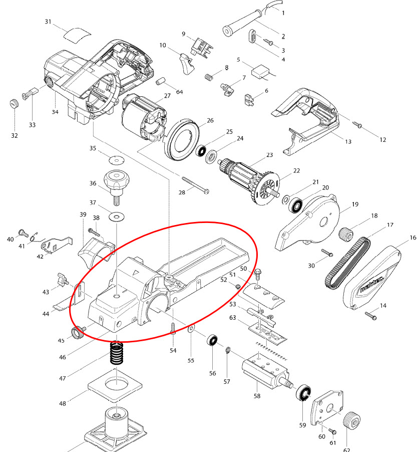 ฐานกบไฟฟ้า มาคเทค, มากีต้า MT110, MT111, M1100, M1100KX1B [#46] Pn.183938-5 (แท้) ##(*)