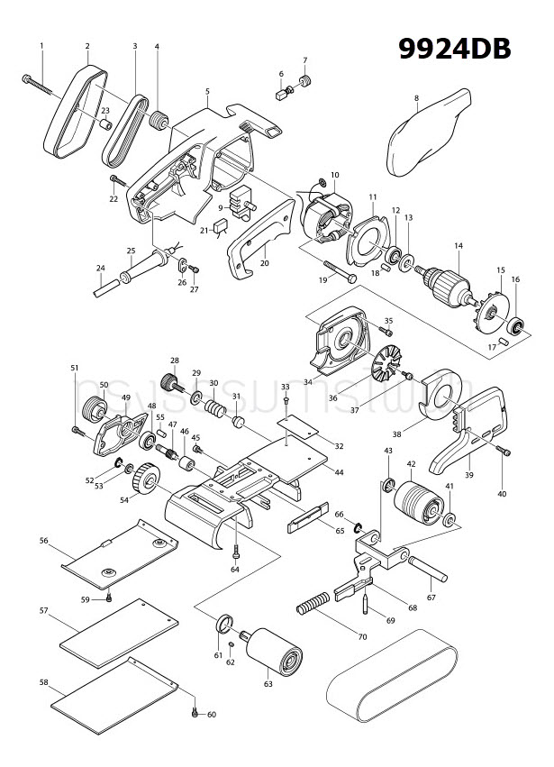 SCREW M6X25 เครื่องขัดสายพาน Makita 3701, N3701 [#29, #39], 9403 [#70], 9924DB [#28]Pn.251815-0 (แท้) ##