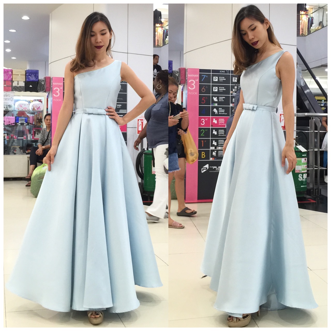 ชุดเพื่อนเจ้าสาว สีฟ้า รวมแบบ ตัวอย่าง สั่งสีและแบบอื่นๆได้ เช่า 500