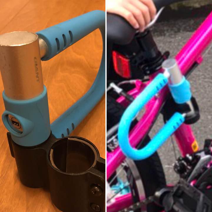 GIANT SI U-LOCK ล็อคจักรยานอย่างดี ตัว U มีสีส้มและสีฟ้า