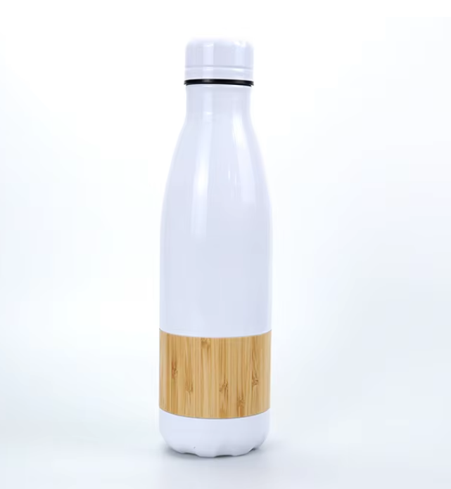 กระบอกสแตนเลสคาดไม้ไผ่ ทรงโบว์ลิ่ง 500 ml