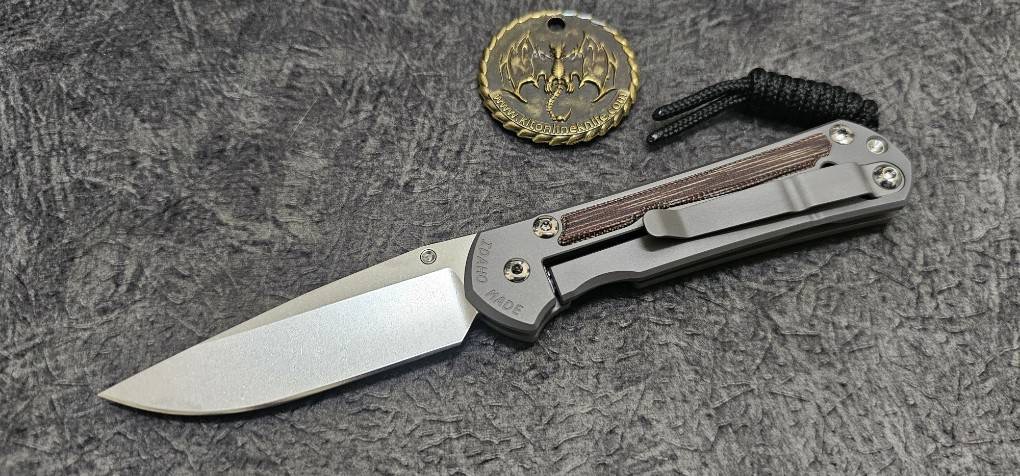Chris Reeve Small Sebenza 31 lnlay LH Drop Point Natural Canvas Micarta Glass Blasted CPM Magnacut(มือซ้าย)