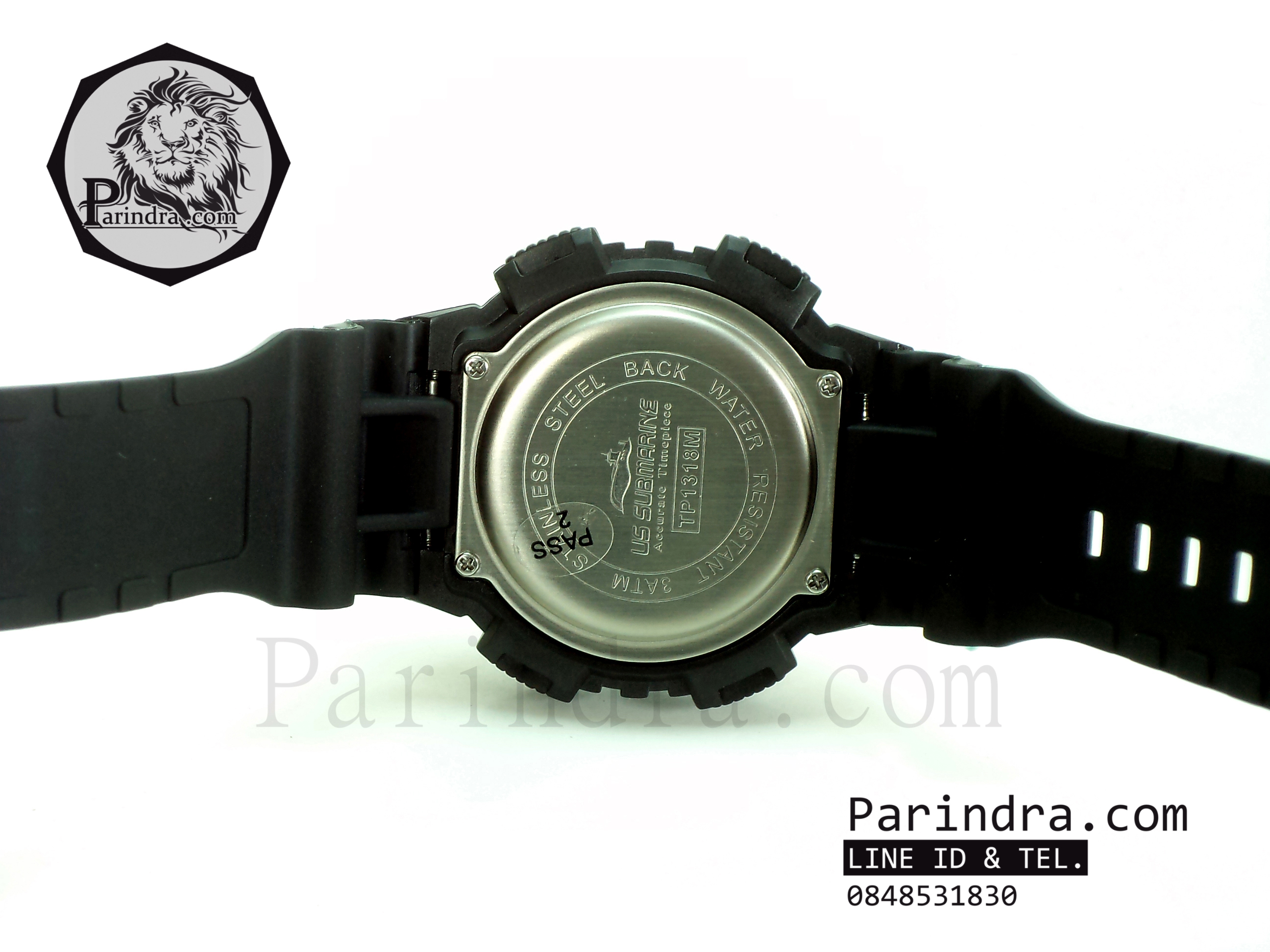 นาฬิกา US submarine สีดำตัดขาว TP1318M ผิวมัน ใหม่!!! หน้าปัดดำ