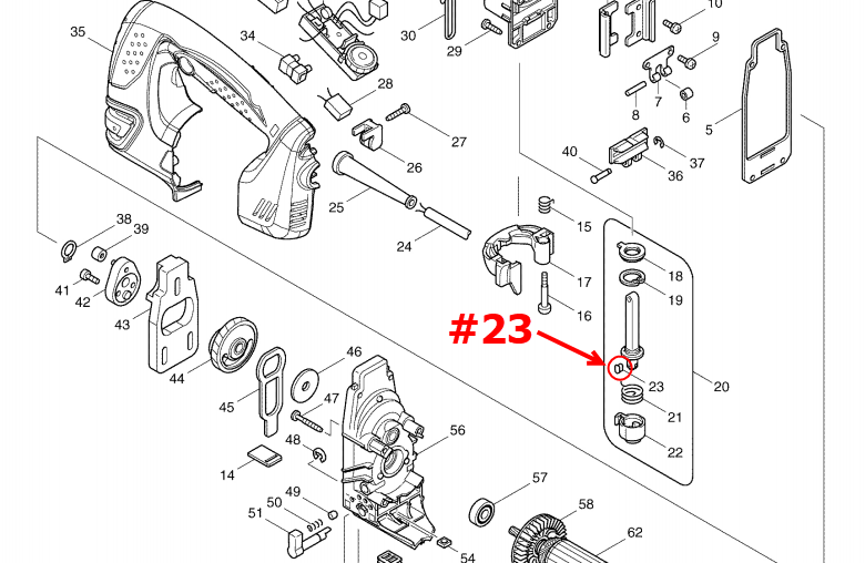 PUSH PIN เลื่อยจิ๊กซอร์ Makita มากีต้า 4350CT [#23] Pn.310135-2 (แท้) ## (*)