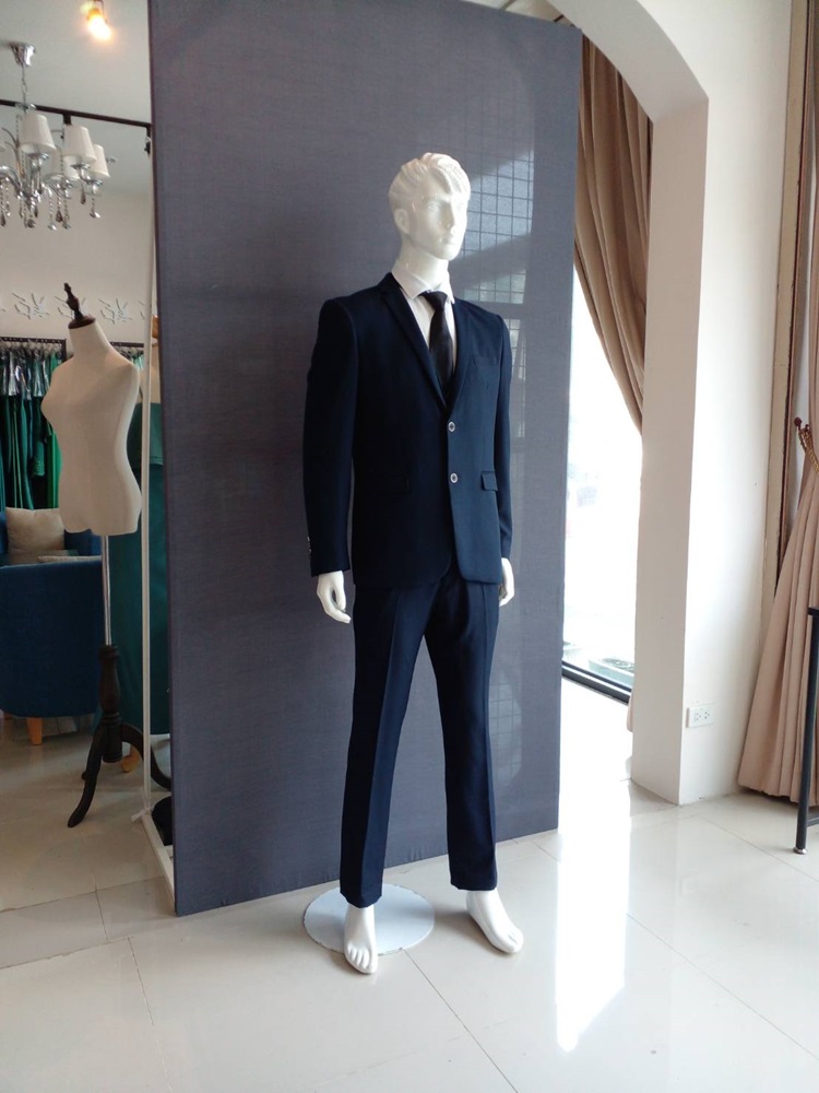 พร้อมเช่า ชุดสูทชาย สีกรมท่า 2 กระดุม งานละเอียด (พร้อมเสื้อกั๊ก)