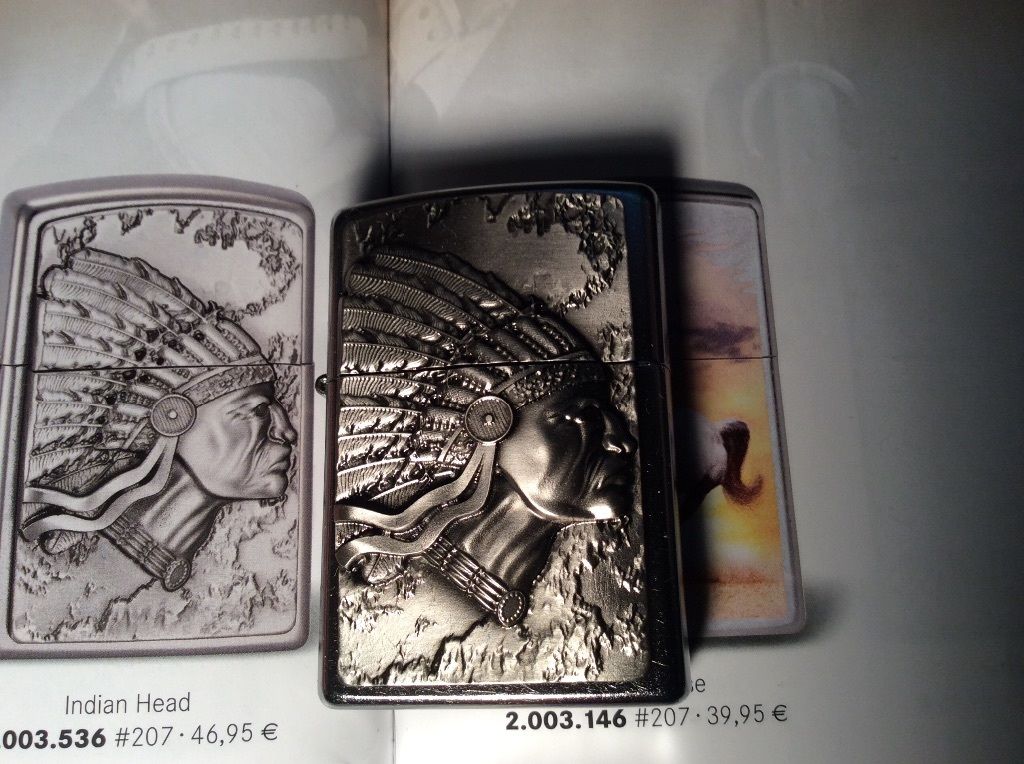 ไฟแช็ค Zippo ชายชนเผ่า อินเดียแดง "Zippo Indian Head Emblem #2003536 " แท้นำเข้า 100%