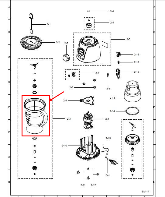 ชุดโถปั่นน้ำพร้อมใบมีด ชาร์ป (SHARP) รุ่น EM-14 Pn.9P209SET (แท้)