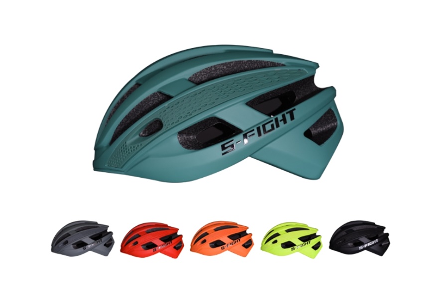 หมวกปั่นจักรยาน S-FIGHT รุ่น GH-19 ตัวล็อคเปลี่ยนใหม่ สายคาดมีแถบสะท้อนแสง สีเมทัลลิค รอบศีรษะ 55-60 Cm.