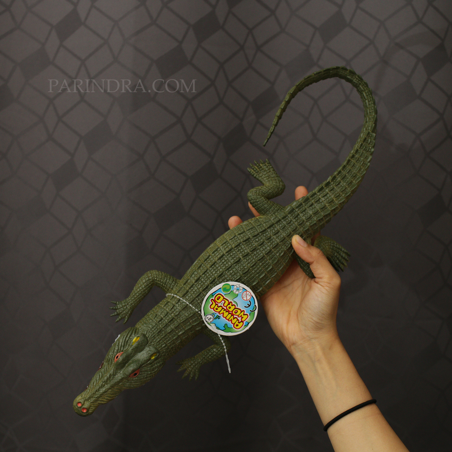 ตุ๊กตายาง ลูกจระเข้ สีเขียว บีบมีเสียง ตัวใหญ่ ขนาด 24 นิ้ว เหมือนจริง