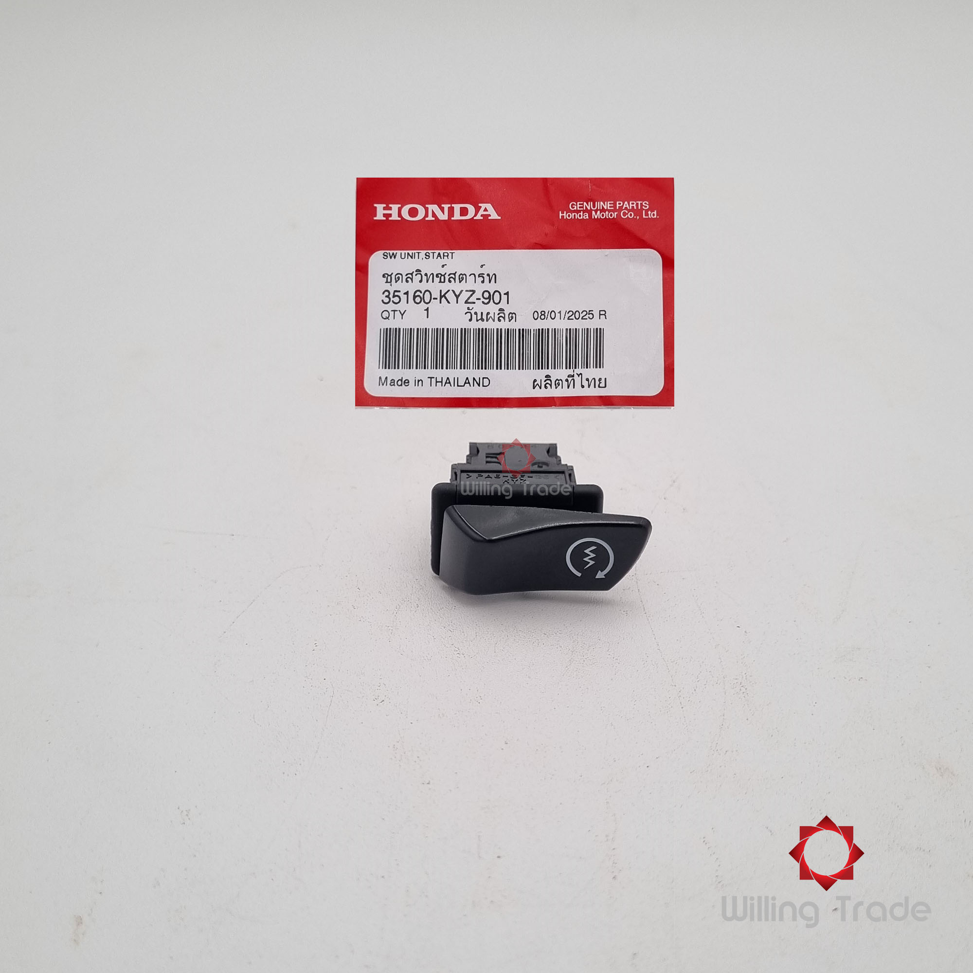 ชุดสวิทช์สตาร์ท (WY0130) HONDA: (35160-KYZ-901) CLICK 125I ... แพ๊คละ 1 ชิ้น... [แท้ศูนย์ 100%] ... กลุ่มอะไหล่ปลอกแฮนด์/สวิตช์/สายเคเบิล ... SWITCH UNIT, STARTER