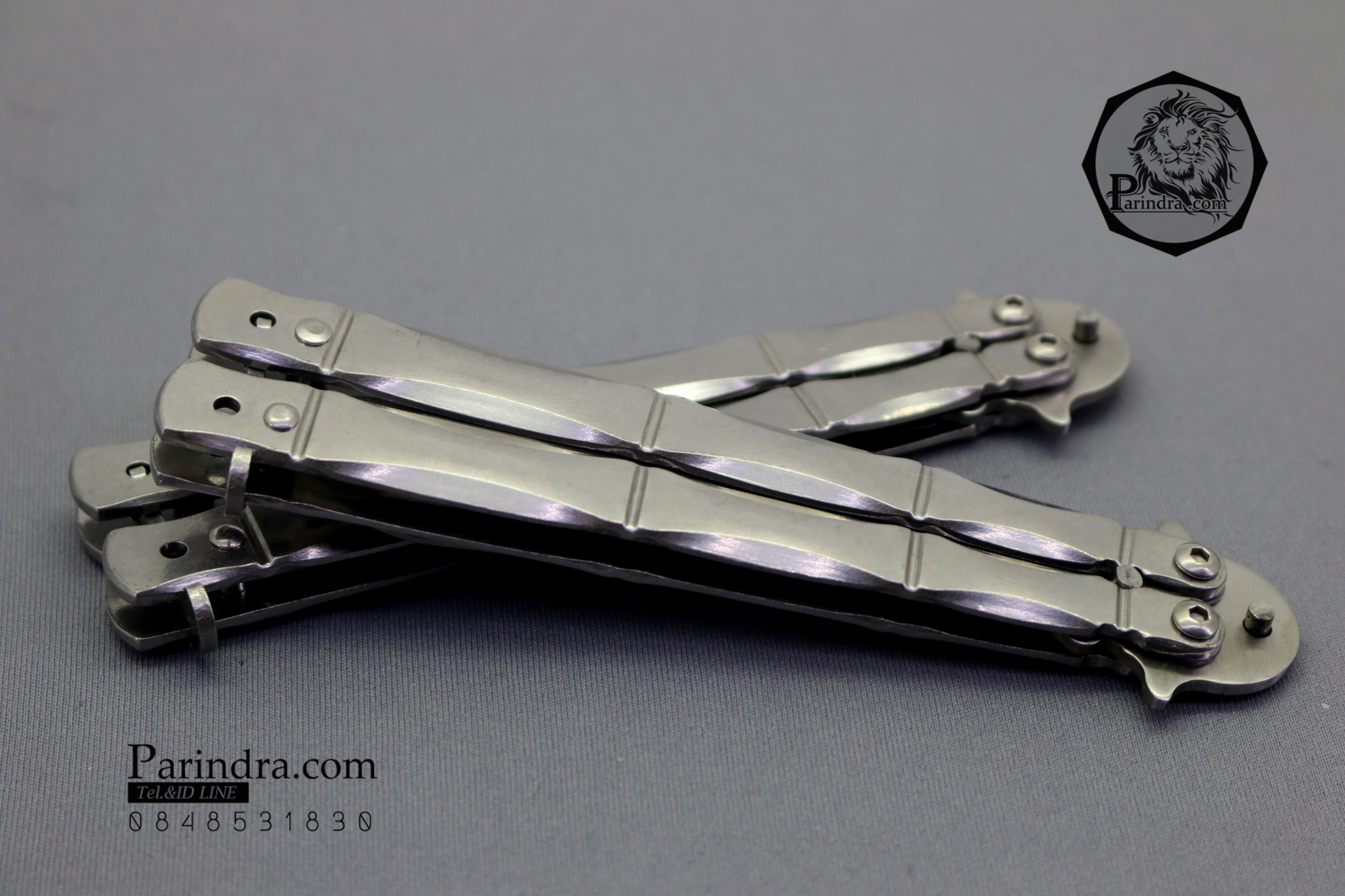 มีดบาลีซอง Balisong มีดควง มีดปีกผีเสื้อ ด้ามปล้องลำไผ่ สีเงิน ขนาด 9 นิ้ว BLA014