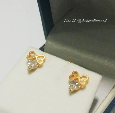 BE031 ต่างหูเล็กเพชรCZ น่ารักๆๆ ดีไซน์รูปโบว์ ชุปทองซาติน(ทองด้านๆ) เก๋สุดๆ ใส่ติดหูได้เลย