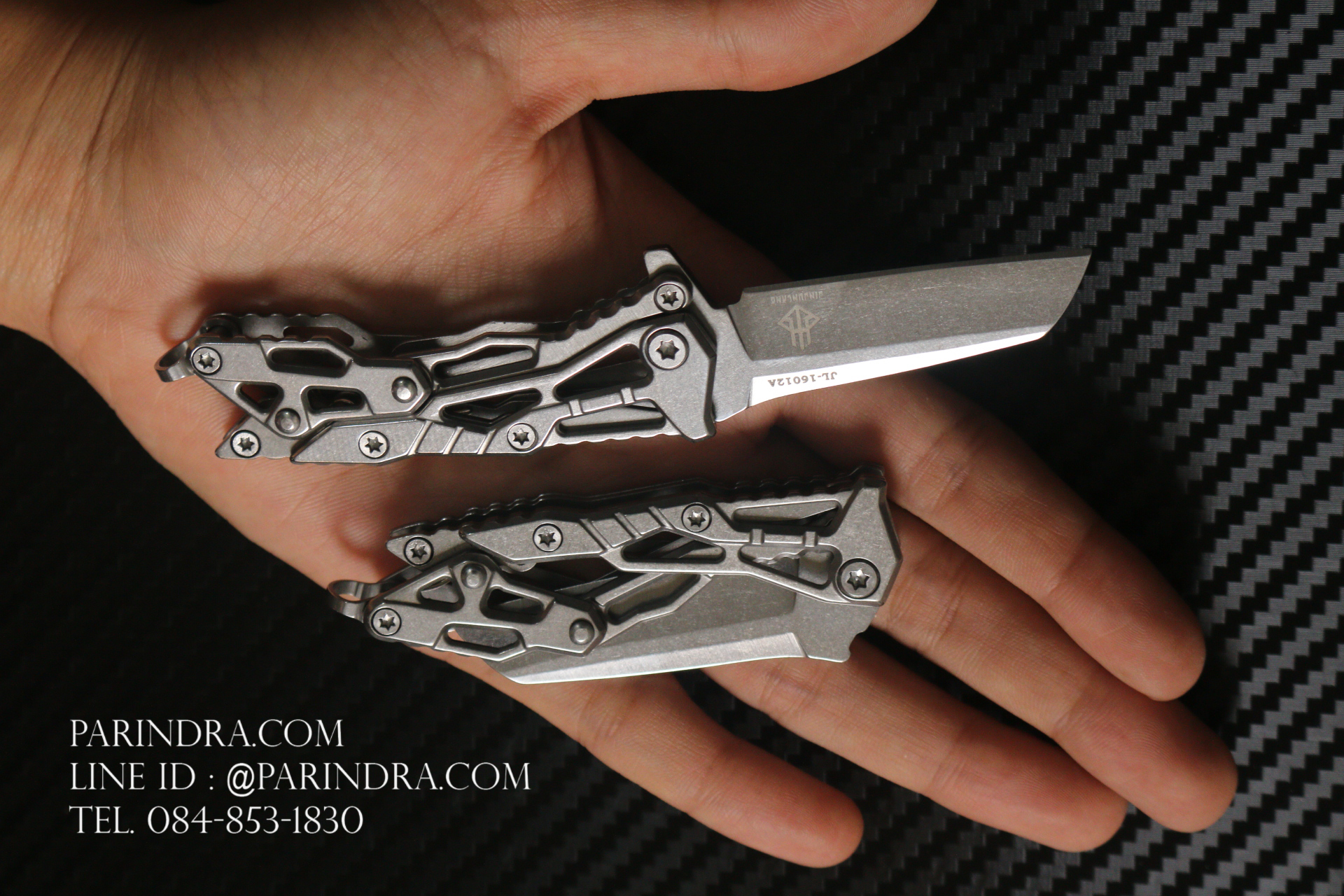 มีดพับเล็ก JINJUNLANG รุ่น JL-16012A Transformer รูปทรงสวย โลหะทั้งตัว สีเงิน