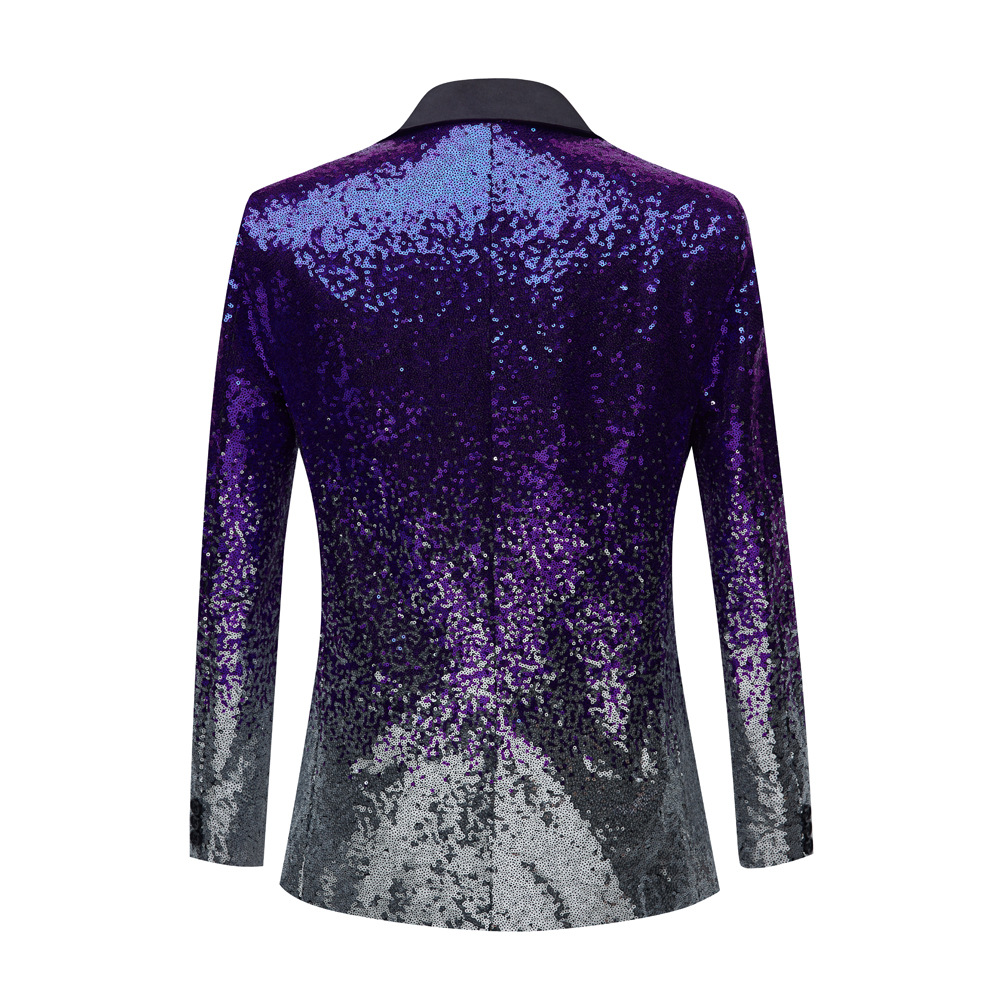 Pre-order เสื้อสูทชาย สูทแฟชั่น สูทกลิตเตอร์ไล่สี สีม่วงเงิน