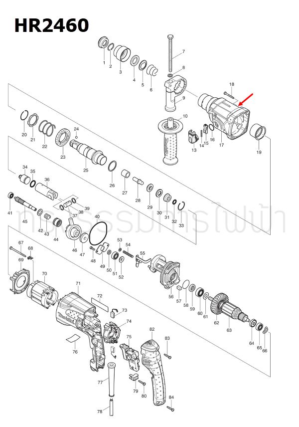 GEAR HOUSING COM สว่านโรตารี่ Makita รุ่น HR2460F [#17] Pn.158305-3 (แท้) ##