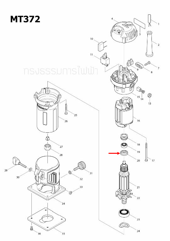 INSULATION WASHER หินเจียรไฟฟ้า Makita MT190, MT370, MT372, MT814, MT958, HR2475, HP1630, GA4030, GA4031, 4350CT, 9500NB, 9533B, 9553NB, 9556NB, HN, HP Pn.681636-0(แท้)