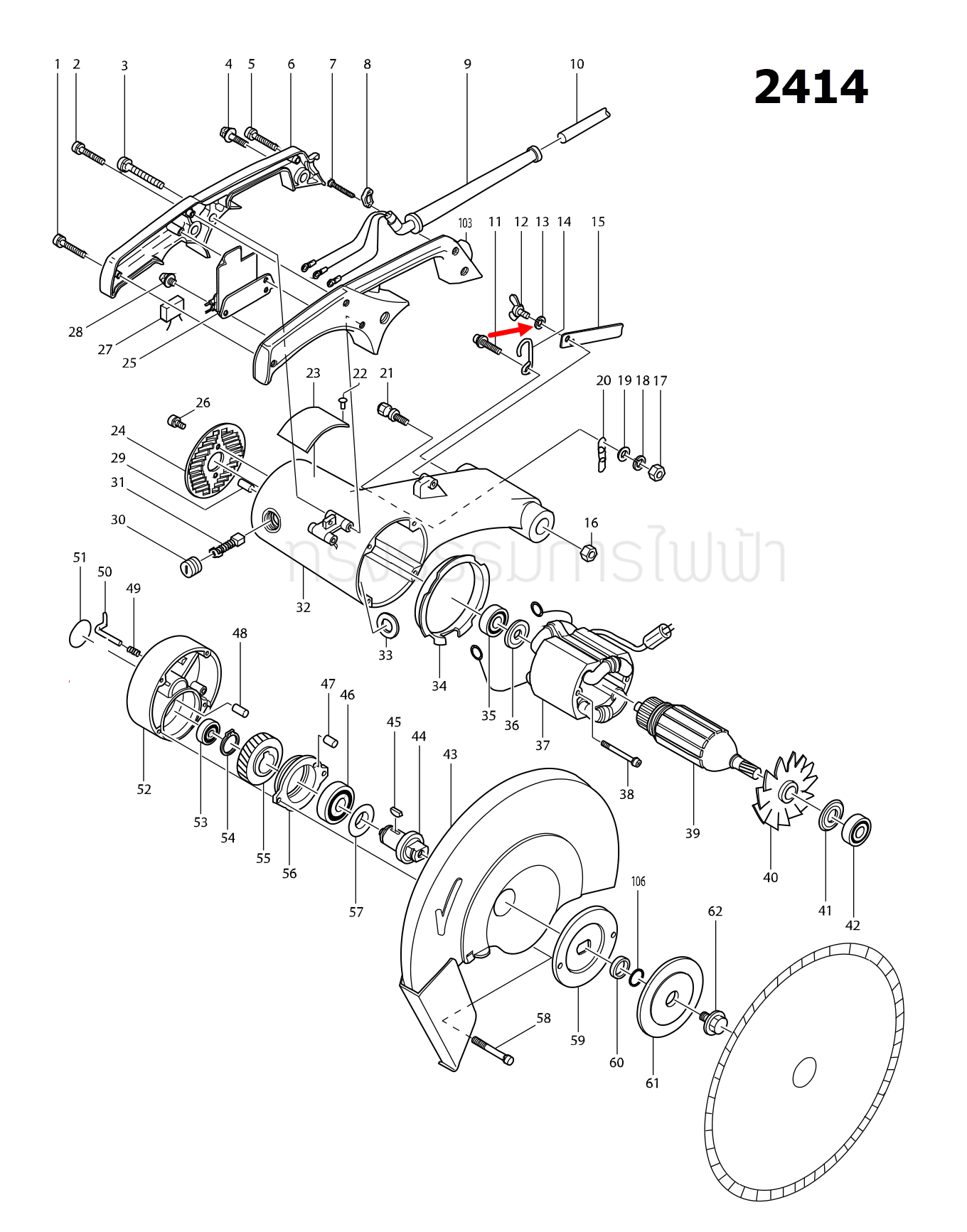 แหวนสปริง เลื่อยวงเดือน, เครื่องตัดคอนกรีต Makita 2414 [#13], 3501N [#41], 5401N [#48], 5402 [#58, 62], 4100NB [#52], 4100NH [#51], 1100 [#41], MT410 [#49], MT560, MT583 [#53] Pn.942101-7 (แท้) ##