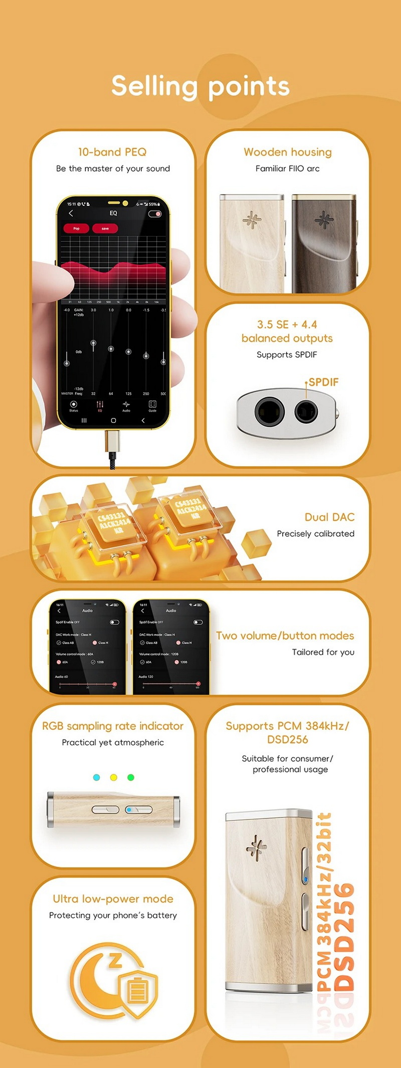 SNOWSKY Melody DAC/AMP ชิป DAC Cirrus Logic 43131 บอดี้ไม้แท้ ปรับ EQ ได้ผ่านแอป เสียงเที่ยงตรง ประกันศูนย์ไทย