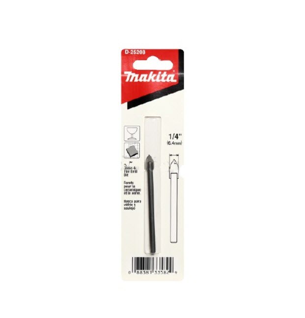 ดอกเจาะกระเบื้อง, ดอกเจาะกระจก Makita รุ่น D-25208 1/4"(แท้) ##