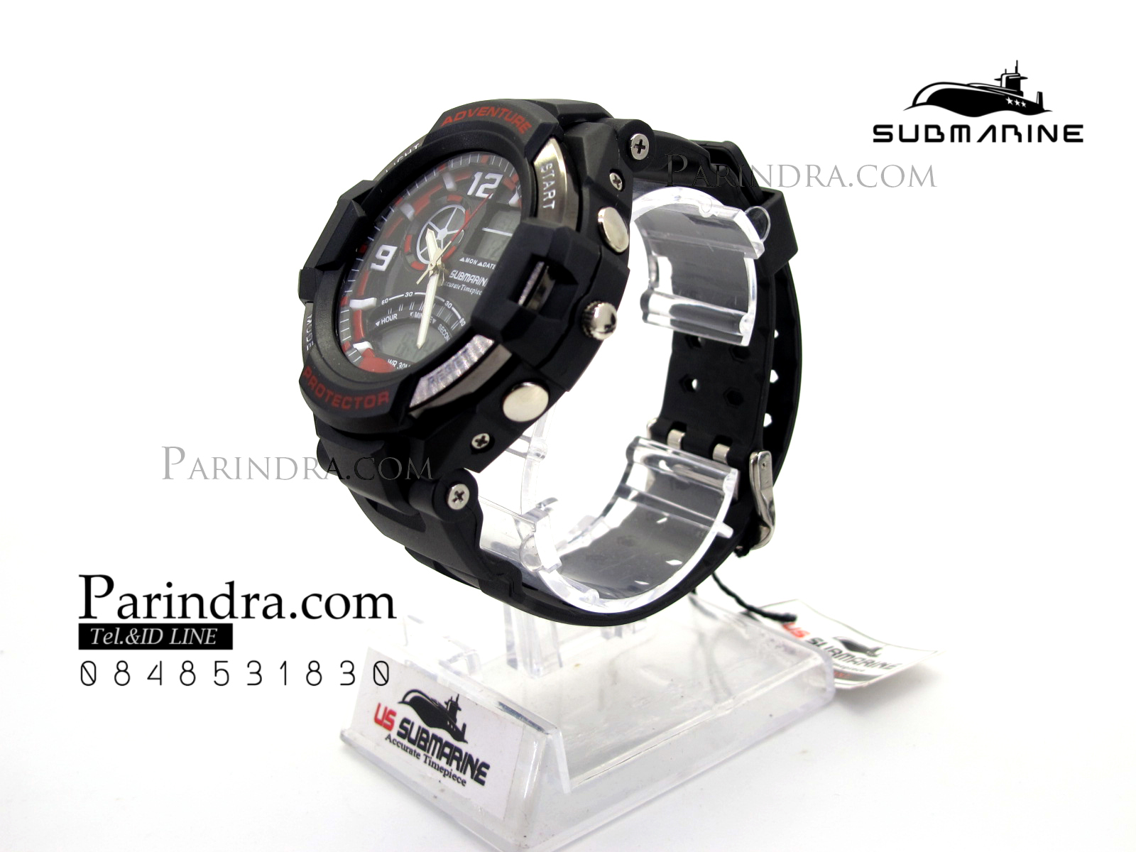 นาฬิกา US submarine Adventure Protector รุ่น TP3156M สีดำตัดแดง(พื้นเทา)
