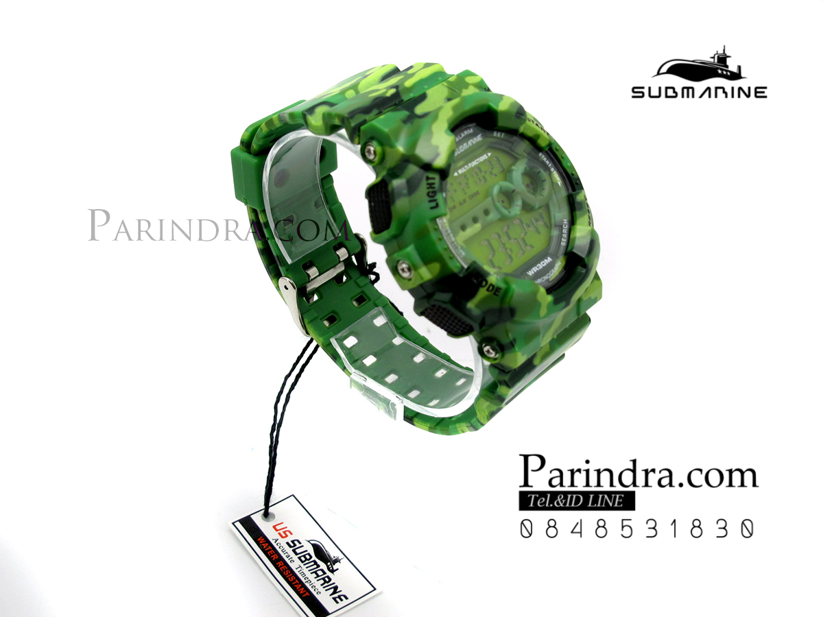 นาฬิกา US submarine รุ่น TP1340M (Military) สีลายพรางทหารสีเขียว หน้าปัดพื้นเขียว