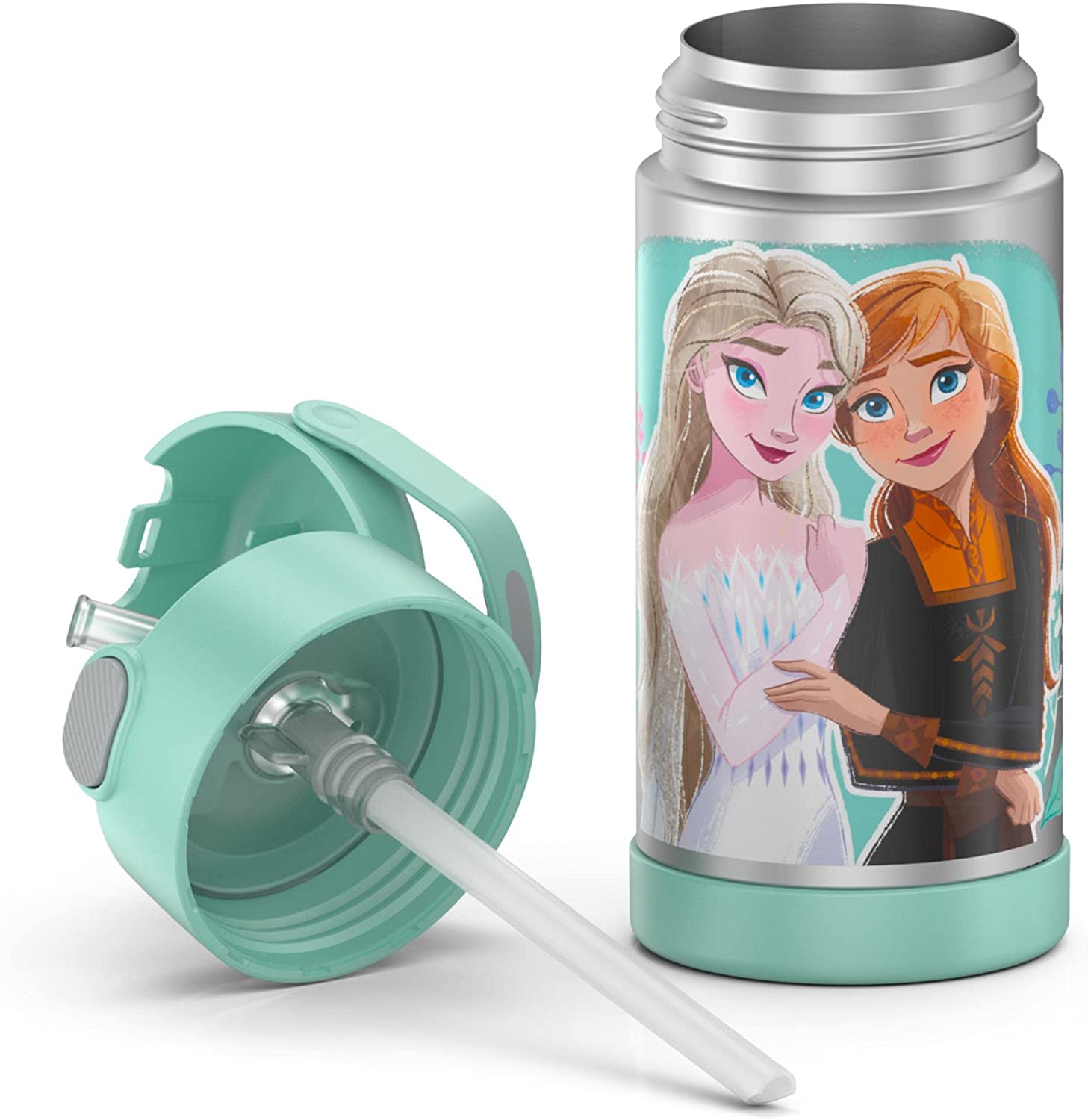 กระติกดูดน้ำแตนเลสหุ้มฉนวนสุญญากาศยี่ห้อ Thermos ของแท้ขนาด 12 ออนซ์ ลาย Frozen 2