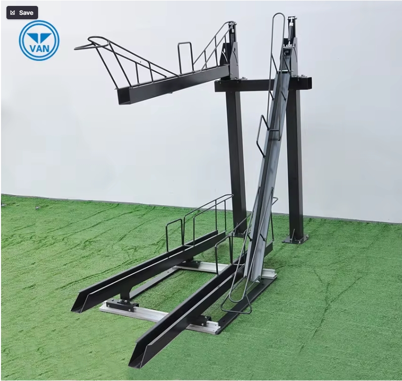 ชั้นวางจักรยาน Pioneer Display Rack with Large Loading Capacity/Double Deck Stackable Bike Parking Stand แบบสองชั้นพับลง ประหยัดพื้นที่ (4คัน)