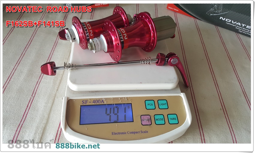 ดุมเสือหมอบ Novatech 32 รู ซีลแบริ่ง หน้า/หลัง v-brake โม่อลูฯ สีแดง(F162SB-A141SB)