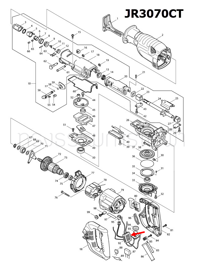 CONTROLLER เลื่อยชักไฟฟ้า Makita มากีต้า JR3070CT Pn.631651-4 (แท้) ##