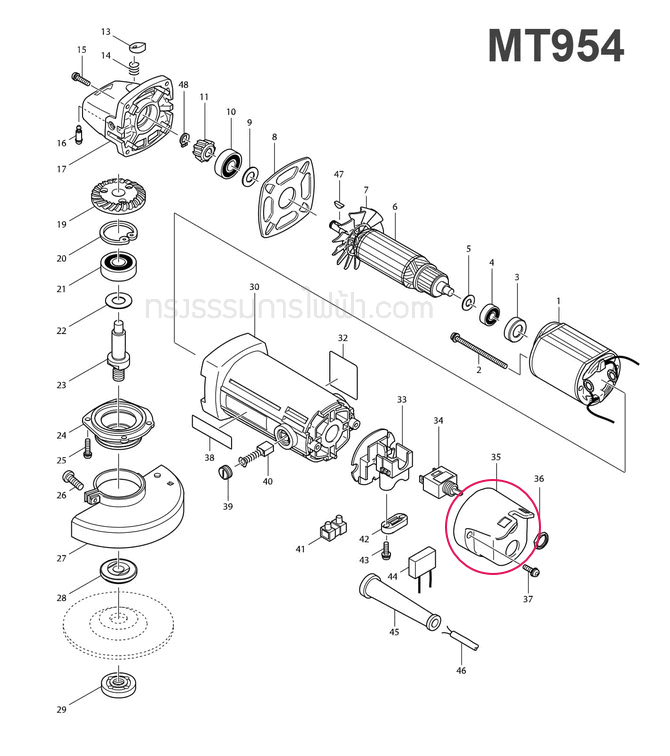 ฝาครอบท้าย หินเจียร Maktec MT954, MT958