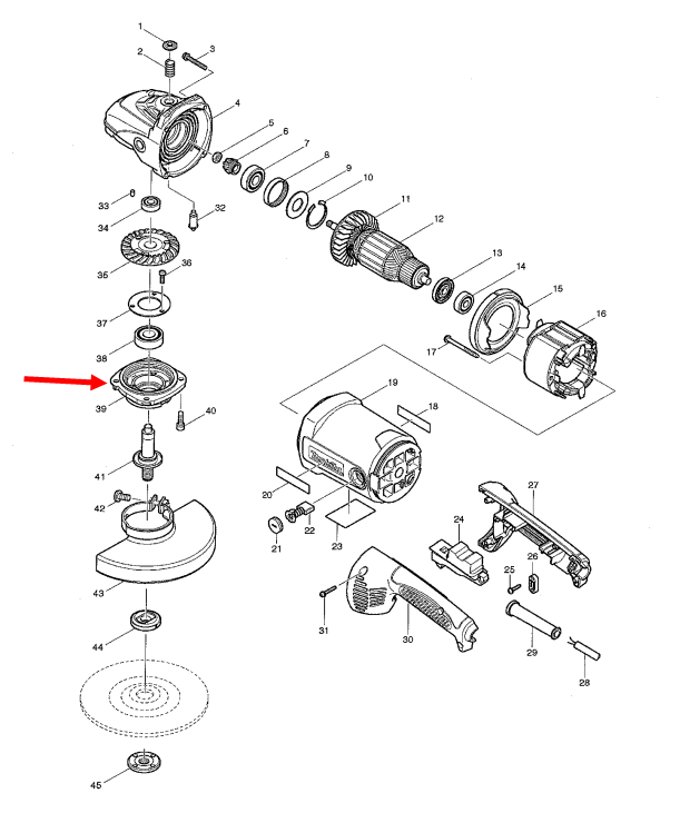 ฝาปิดลูกปืน หินเจียร Maktec-มาคเทค MT900, MT901 [#39] Pn.317956-3 (แท้) ##