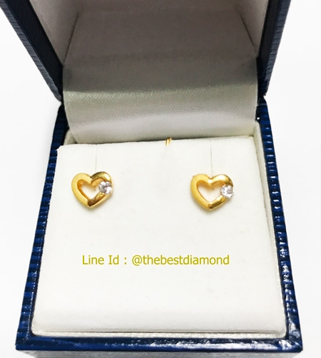 BE032 ต่างหูเพชรCZ น่ารักๆๆ ดีไซน์รูปหัวใจ ชุปทองซาติน(ทองด้านๆ)กับทองเงาๆ เก๋สุดๆ ใส่ติดหูได้เลย