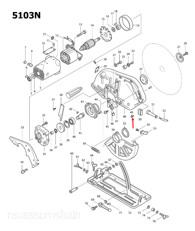 น๊อต M4X12 สกัด เจาะพื้น มากีต้า Makita HM1305 [#37], 5103N [#49] Pn.911116-5 (แท้) ##
