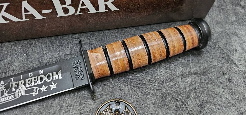 Ka-Bar Bowie Full Size US ARMY Operation Enduring Freedom Knife (7" Black)