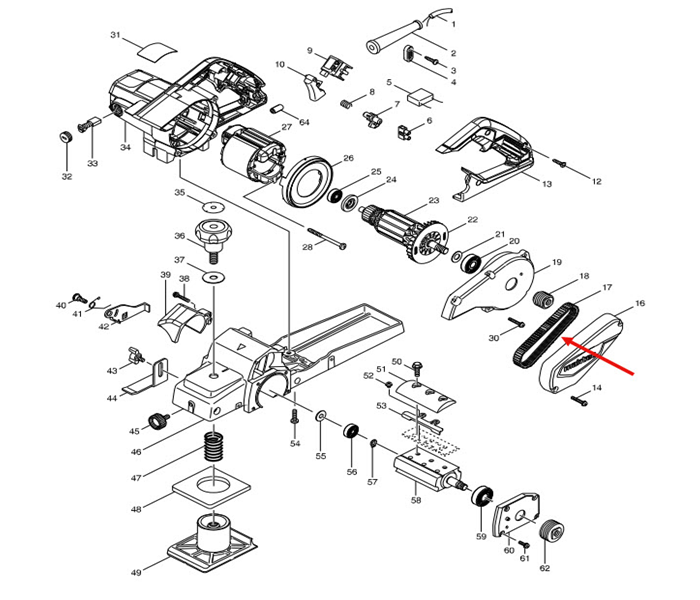 สายพาน กบไฟฟ้า Makita, Maktec รุ่น 1100, M1100, M1100KX1B, MT110, MT111 (Spec เดียวกัน)