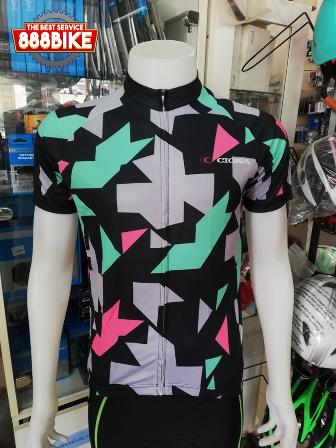 เสื้อสำหรับปั่นจักรยานอย่างดี CIGNA มีสีน้ำเงินขาวฟ้า , ดำเทา , ฟ้าขาวแดง M, XL