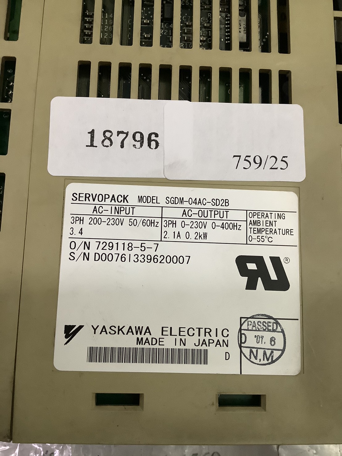 SGDM-04AC-SD2B SERVO DRIVE “ YASKAWA ”