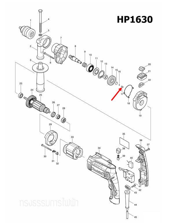 PIN 4 สว่านกระเเทก Makita-มากีต้า, Mektec มาคเทค HP1630, M8103B, HP1500,1630, MT811, MT813 Pn.256251-5 (แท้) ##(**)