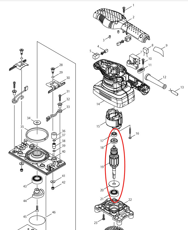 ทุ่น เครื่องขัดกระดาษทรายสั่น Makita มากีต้า BO3710, BO3711 (แท้) ##(*)