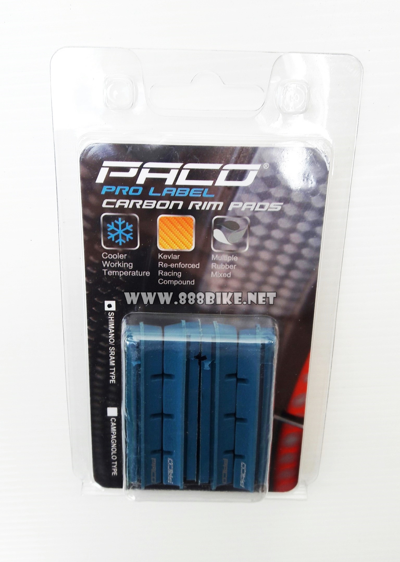 เฉพาะแผ่นยางเบรค PACO PRO LABEL CARBON RIM PADS (สำหรับขอบคาบอน 2 ล้อ)